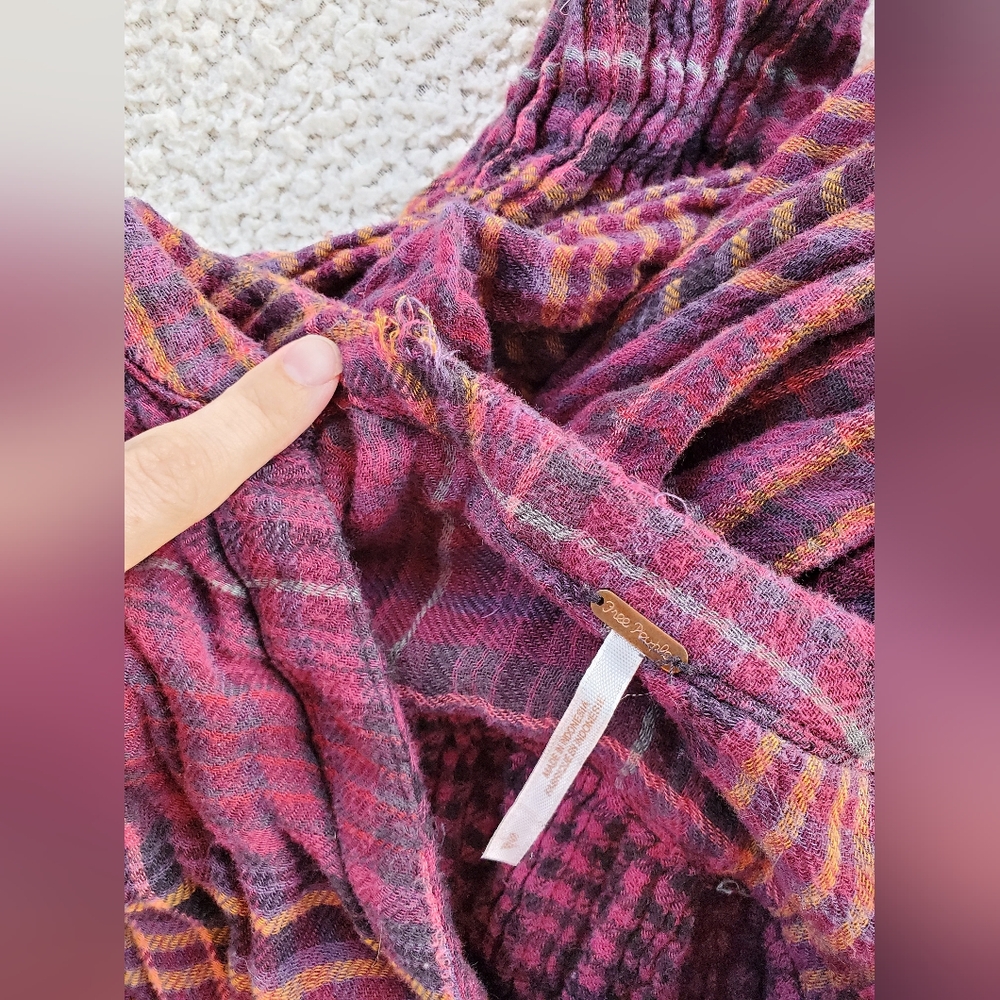 Free People Plaid Button-Up Women's Come On Over Top Sz S - Picture 8 of 9